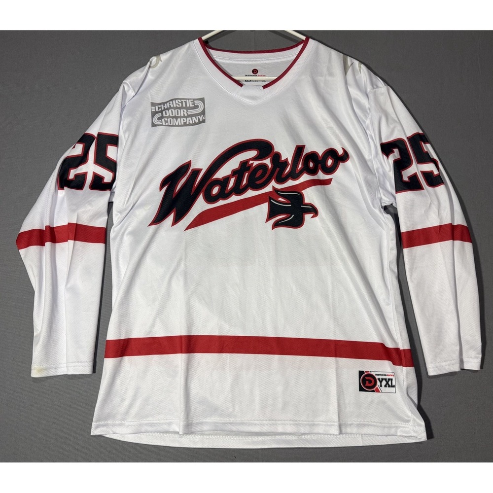 Waterloo Black Hawks Youth XL Hockey Jersey 25 Shirt Fan Destroyer Rocks YXL